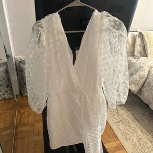 White polka dot mini dress with bow